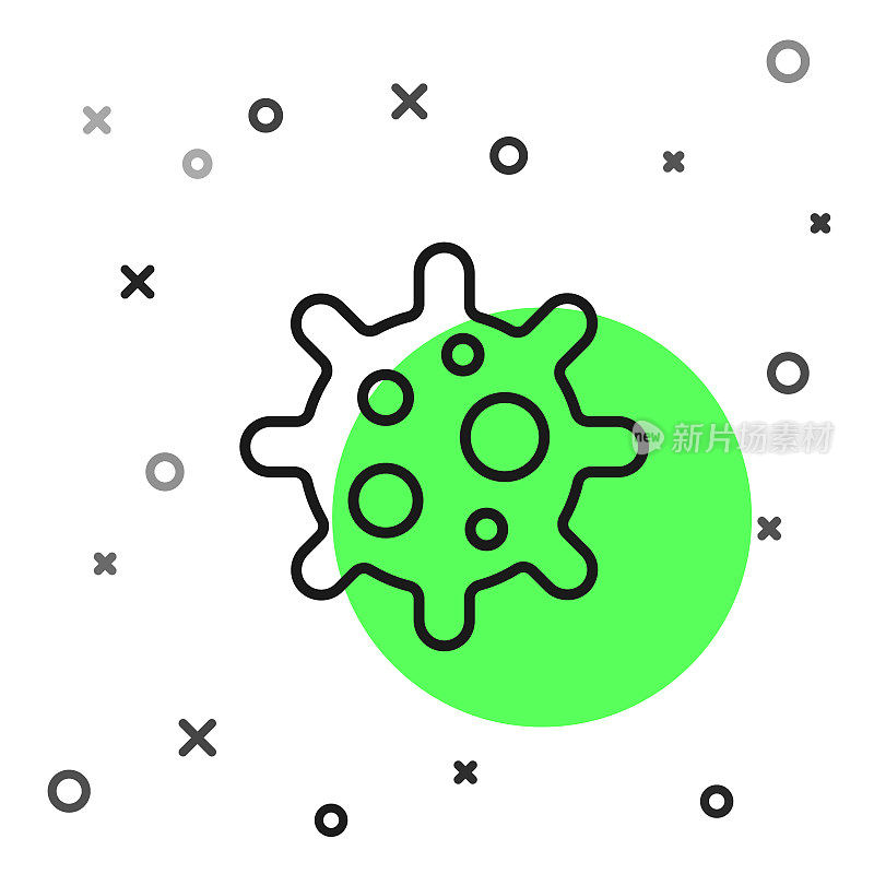 黑线病毒图标隔离在白色背景上。2019 - ncov冠状病毒。细菌和细菌，细胞癌，微生物，真菌。向量